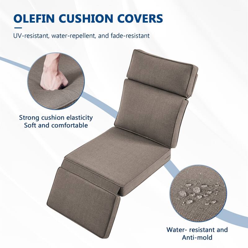 Meyreso 6-Piece Wicker Swivel Reclining Chaise Lounge with Adjustable Backrest & Ottoman