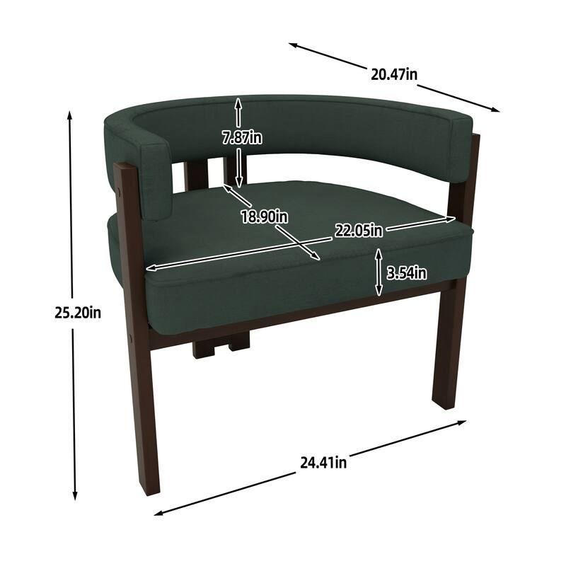 Modern Accent Chair, Upholstered Armchair with Open Back, 3 Legs Barrel Dining Chair Comfy Casual Side Chair Set of 2
