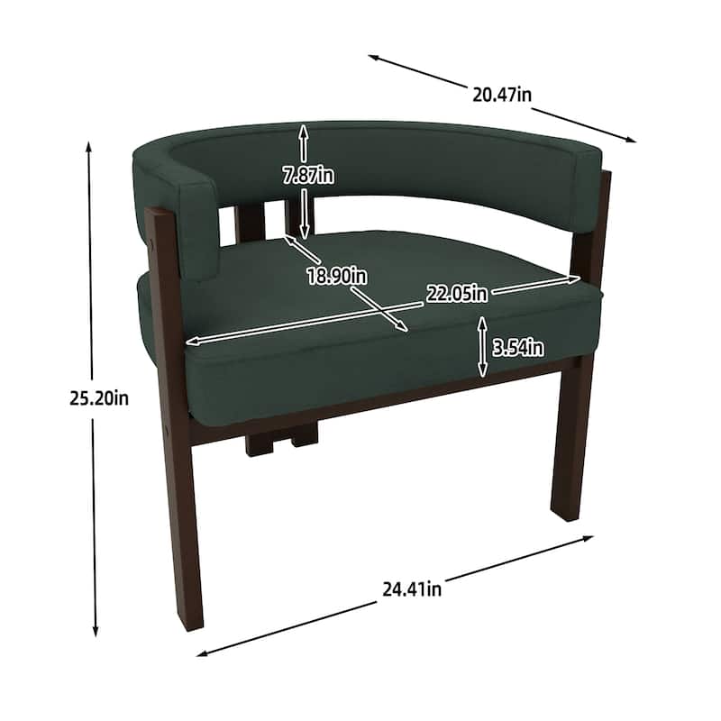 Modern Accent Chenille Upholstered Armchair with Open Back 3 Legs Barrel Dining Chair Comfy Side Chair-Beige