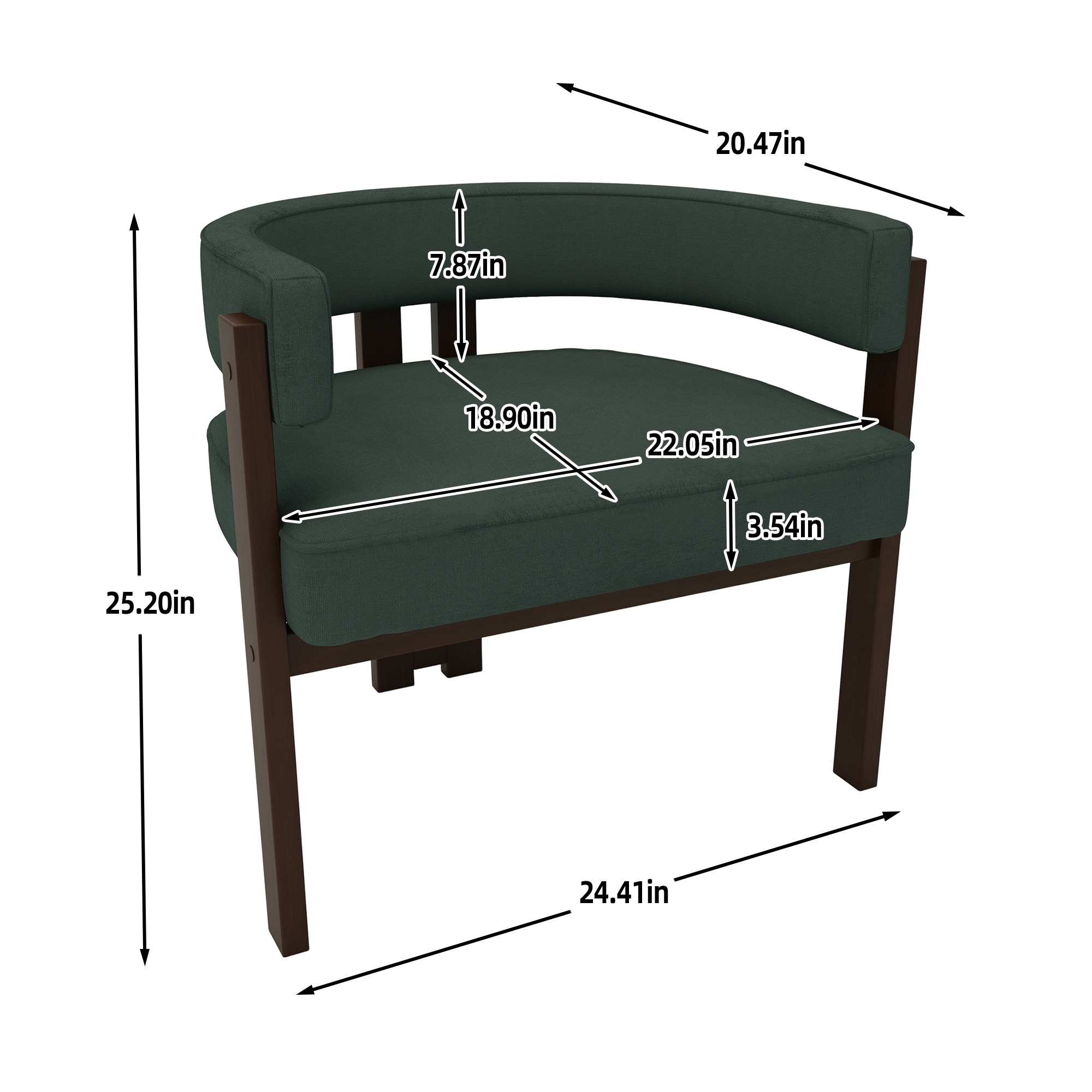 Set of 2 Modern Teddy Upholstered Accent Chairs, Open Back Barrel Dining Chair for Living Room & Bedroom