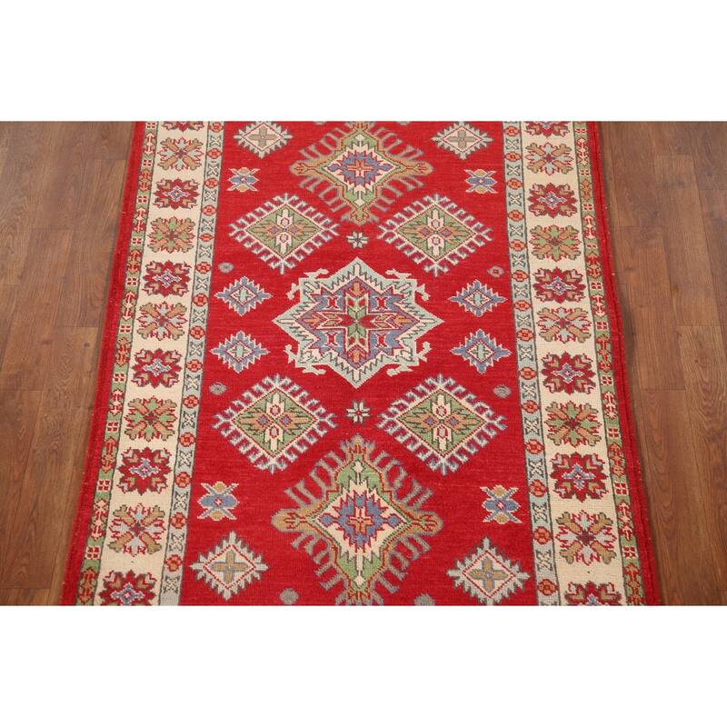 Traditional Kazak Accent Rug Handmade Geometric Wool Carpet - 3'4"x 5'0"