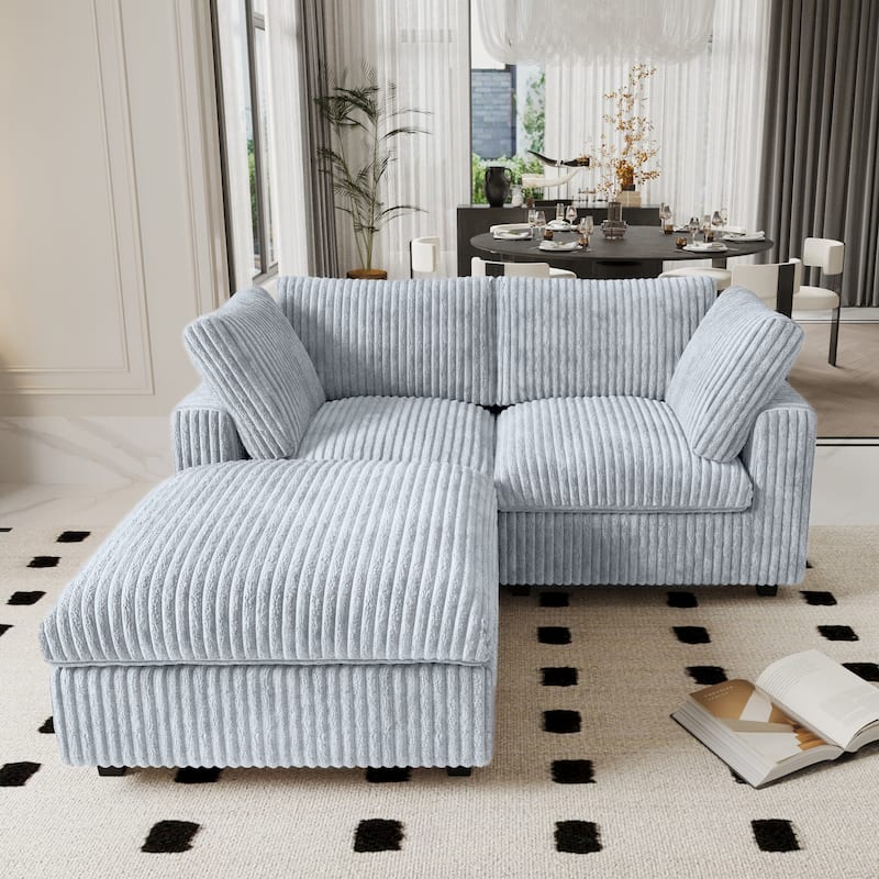 78.74" Modular Sectional Couches, Plush Deep Seat Sleeper Sofa with Removable Covers - 2-Seat+Ottoman