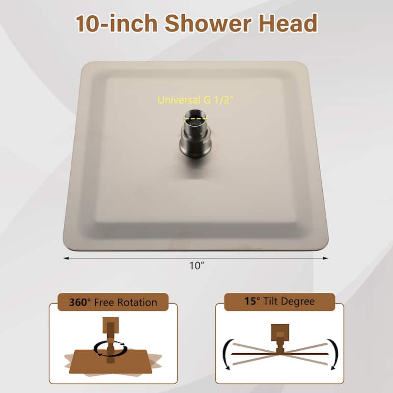 1-Spray Pattern with 2.5 GPM Square Ceiling Mount Rain Fixed Shower Head