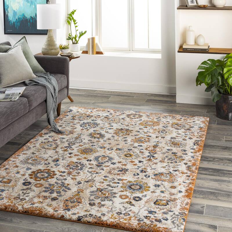 Keira Updated Traditional Medallion Area Rug - 7'10" x 7'10" Square - Orange