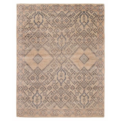ECARPETGALLERY Hand-knotted Mamluk Light Green Wool Rug - 8' x 9' 10"