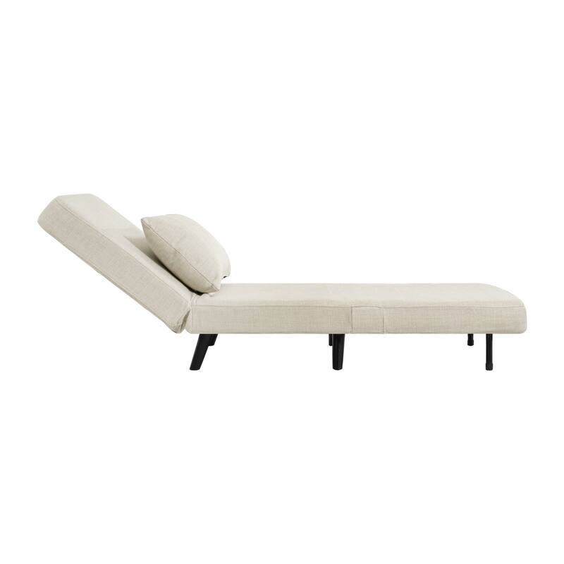 3 in 1 Foldable Linen Chaise Lounge with Adjustable Backrest, Footrest & Detachable Pillow, Convertible Chair Bed, Accent Chair