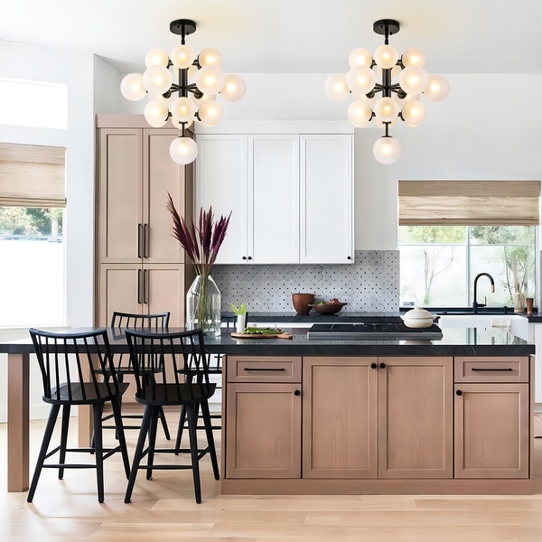 Burness 19-Light 4-Tiered Cluster Sputnik Atomic Glass Globe