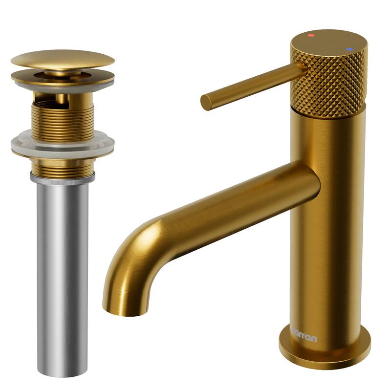 Karran Tryst KBF460 Single-Handle Single Hole Basin Bathroom Faucet with Matching Pop-up Drain - Gold