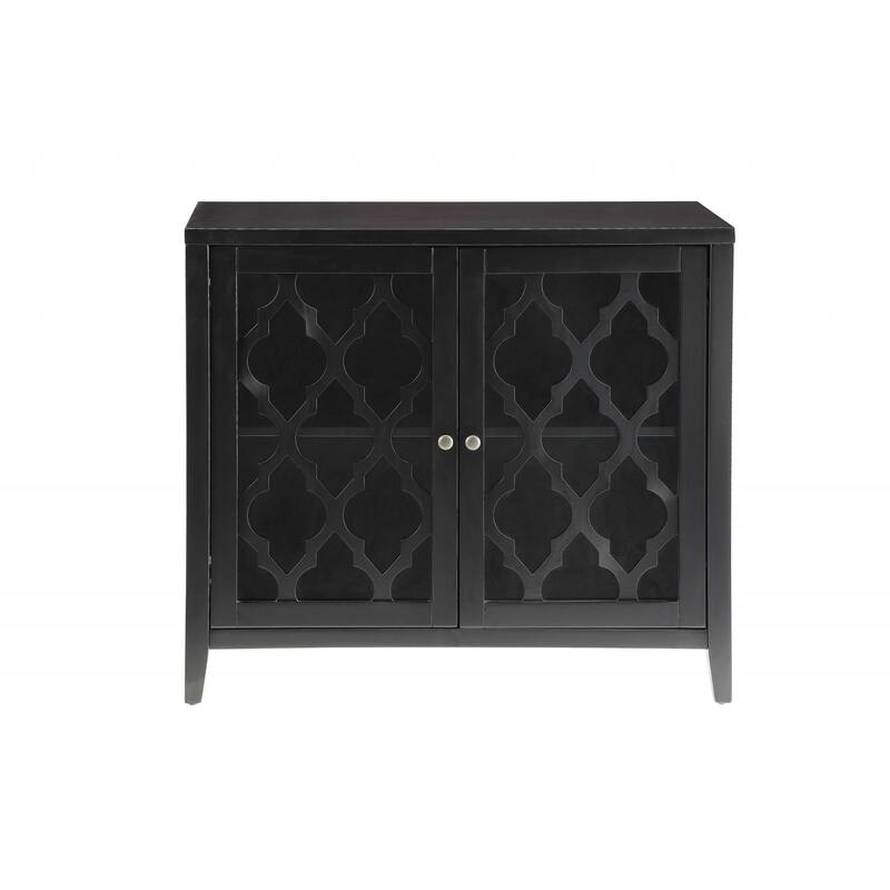 HomeRoots 34" Black Sideboard with Two Glass Doors - 34' X '30' X '15.4