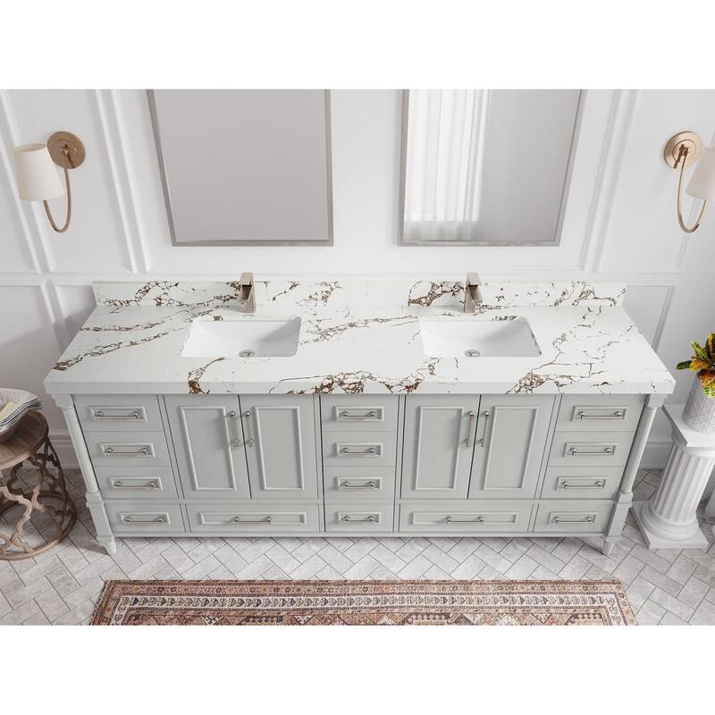 Willow Collections 84 in. W x 22 in. D Aberdeen Double Bowl Sink Bathroom Vanity with Countertop