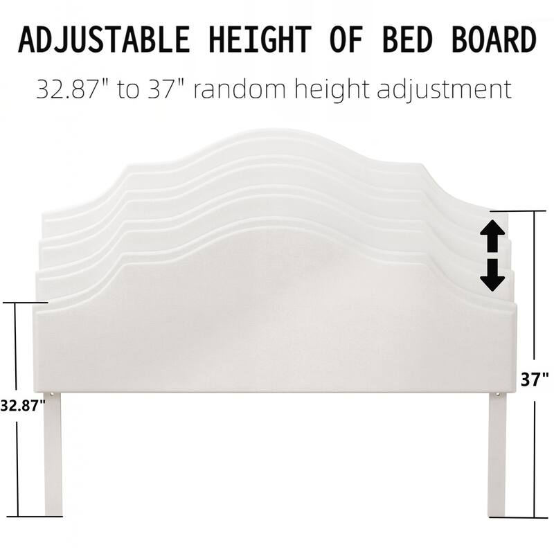 King Size Bed Frame Upholstered Platform Bed with Adjustable Headboard