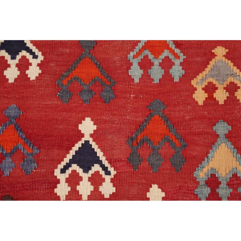 Kilim Qashqai Persian Vintage Rug Reversible Flatweave Wool Carpet - 5'6"x 10'0"