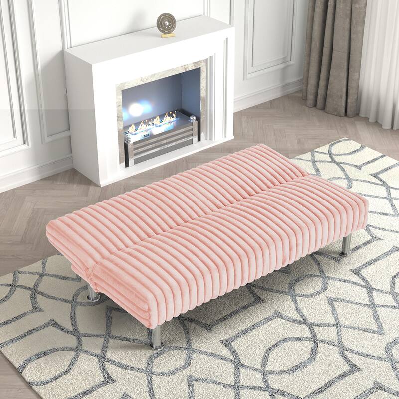 Furniture of America Draper I Modern Chenille Channel Tufted Fabric Futon Sofa Bed