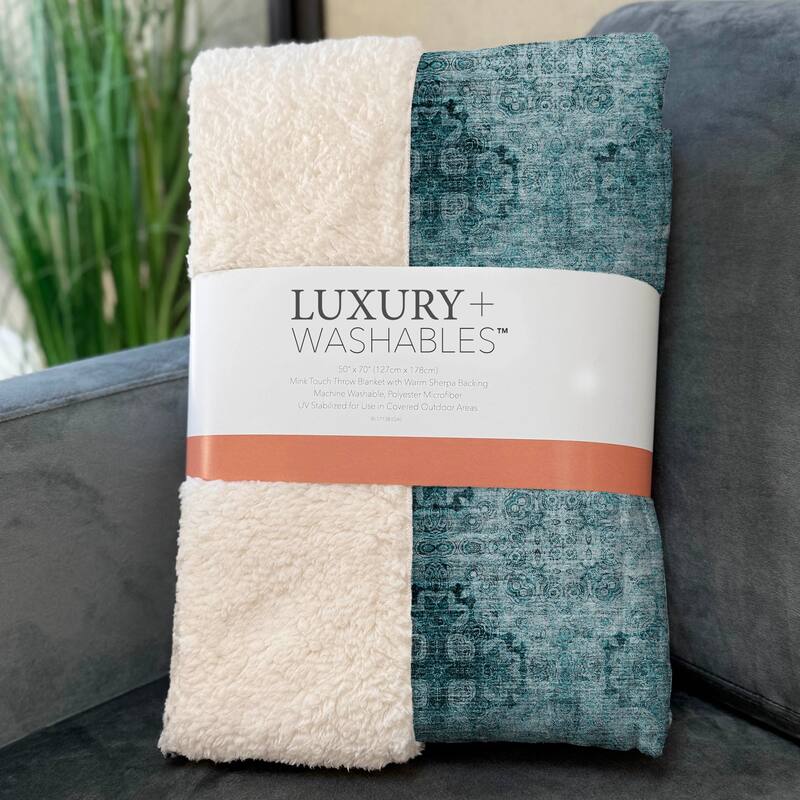 Premium Machine Washable Boho Imprints Sherpa Throw Blanket