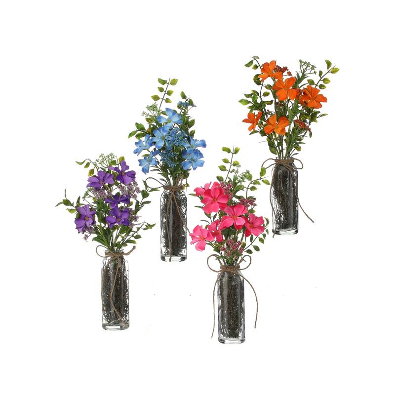 14" Summer Garden Glass Arrangement Set of 4