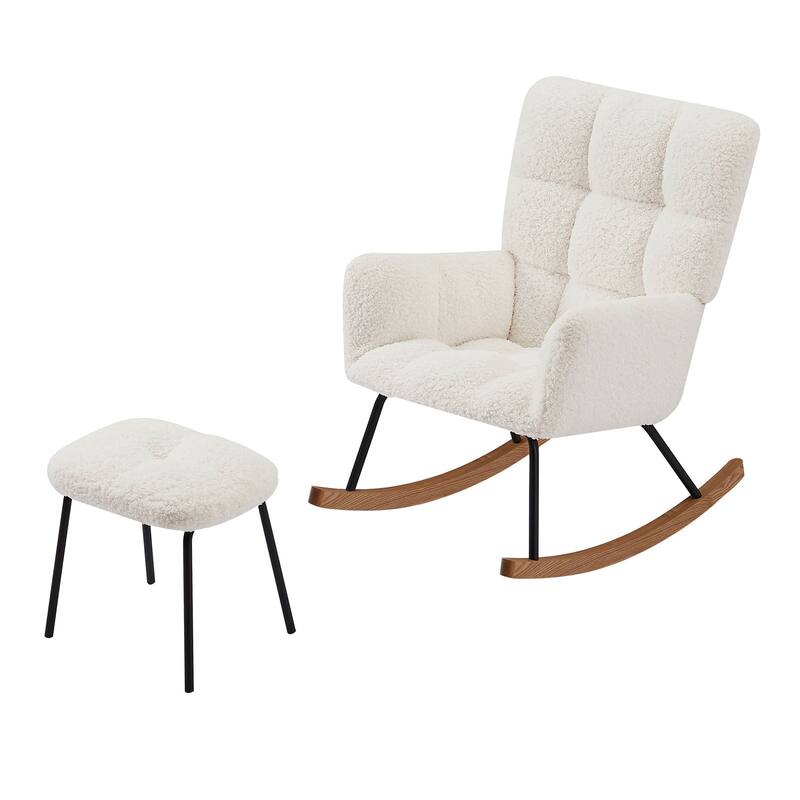 Rocking Chair Nursery Glider Chair High Back Rocking Armchair Upholstered Lounge Chair