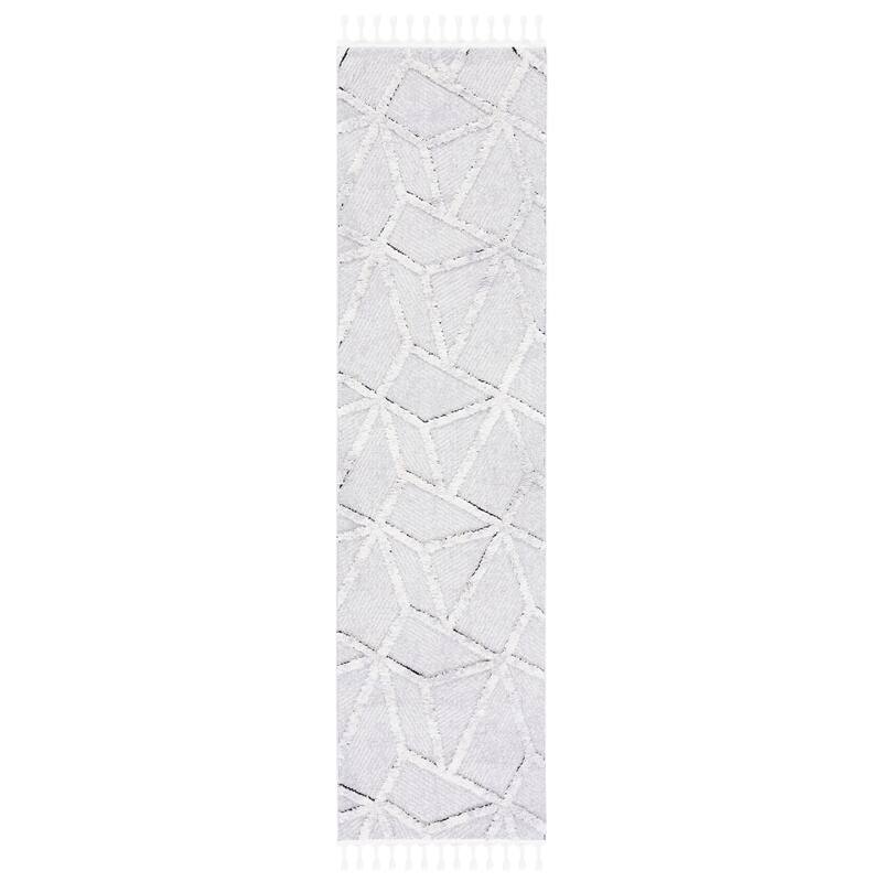 SAFAVIEH Handmade Marrakech Shemsije Traditional Rug - 2'2" x 8' Runner - Grey/Ivory
