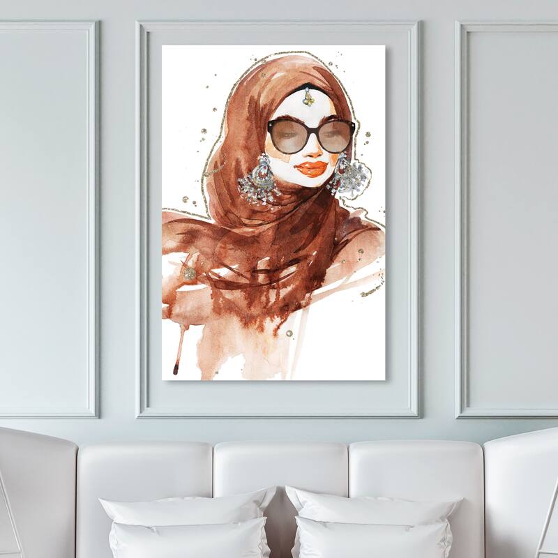 Wynwood Studio Fashion and Glam Her Glamorous Side Brown and Glam Wall Art Canvas Print - 45 x 30