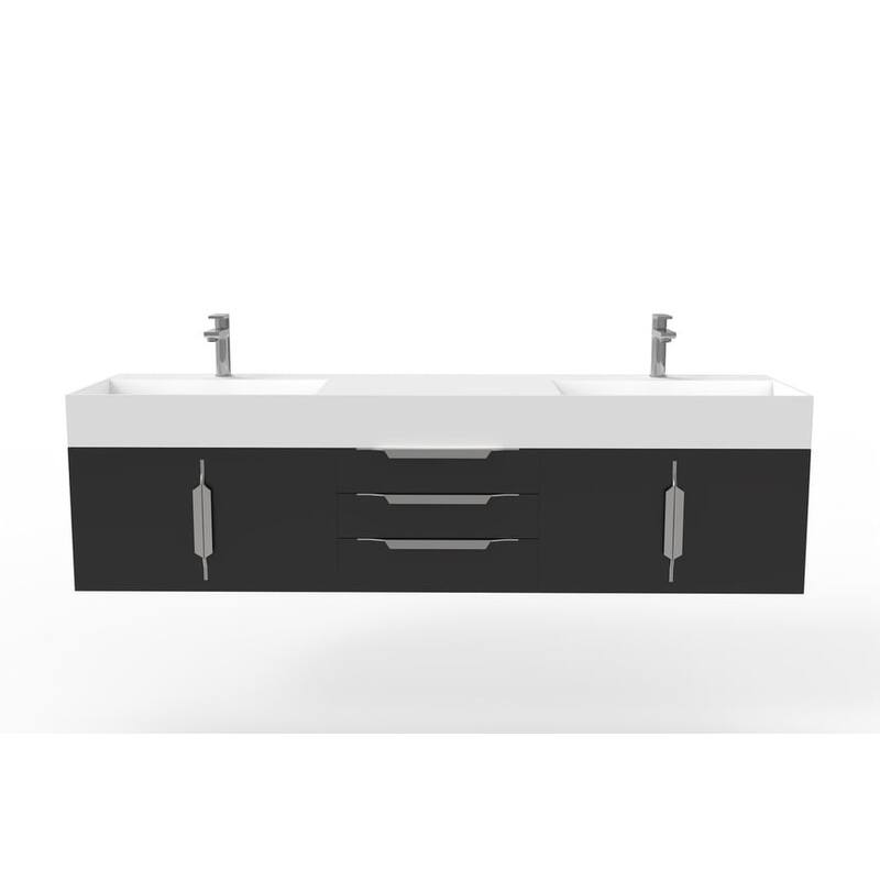 Amazon 72" Wall Mounted Bathroom Vanity Set w/ White Top