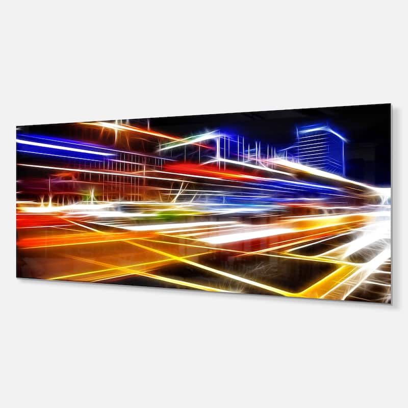Designart 'High Speed Traffic Trails' Cityscape Digital Art Metal Wall Art