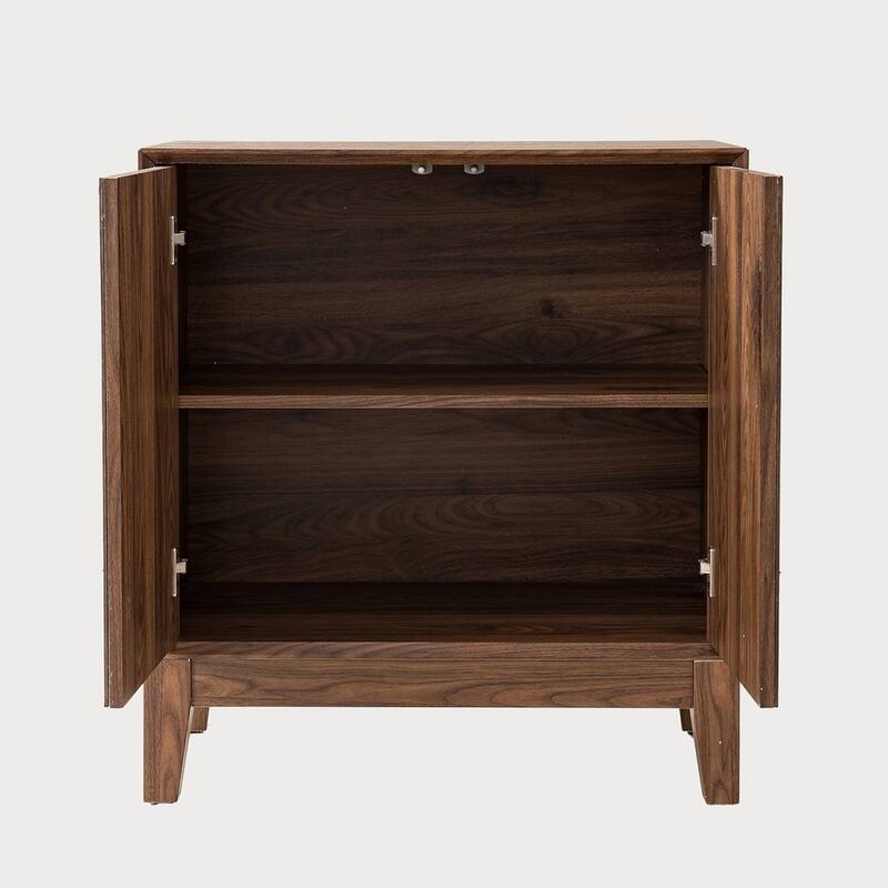 Mid-Century Modern Wooden Storage Buffet with Doors and Shelves