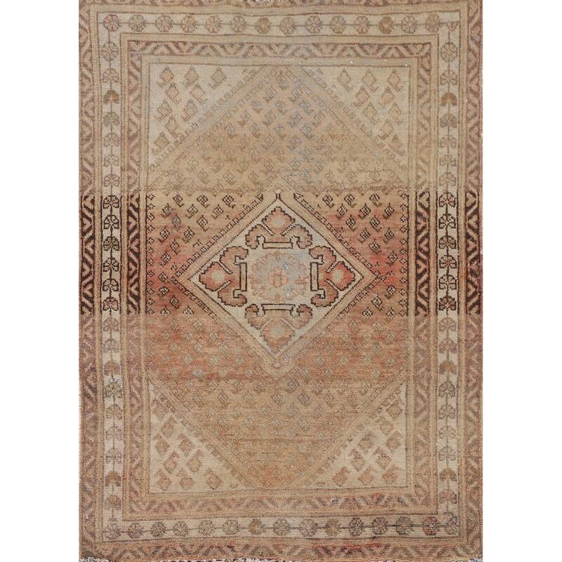Geometric Botemir Persian Accent Rug Handmade Wool Carpet - 3'4"x 4'10"