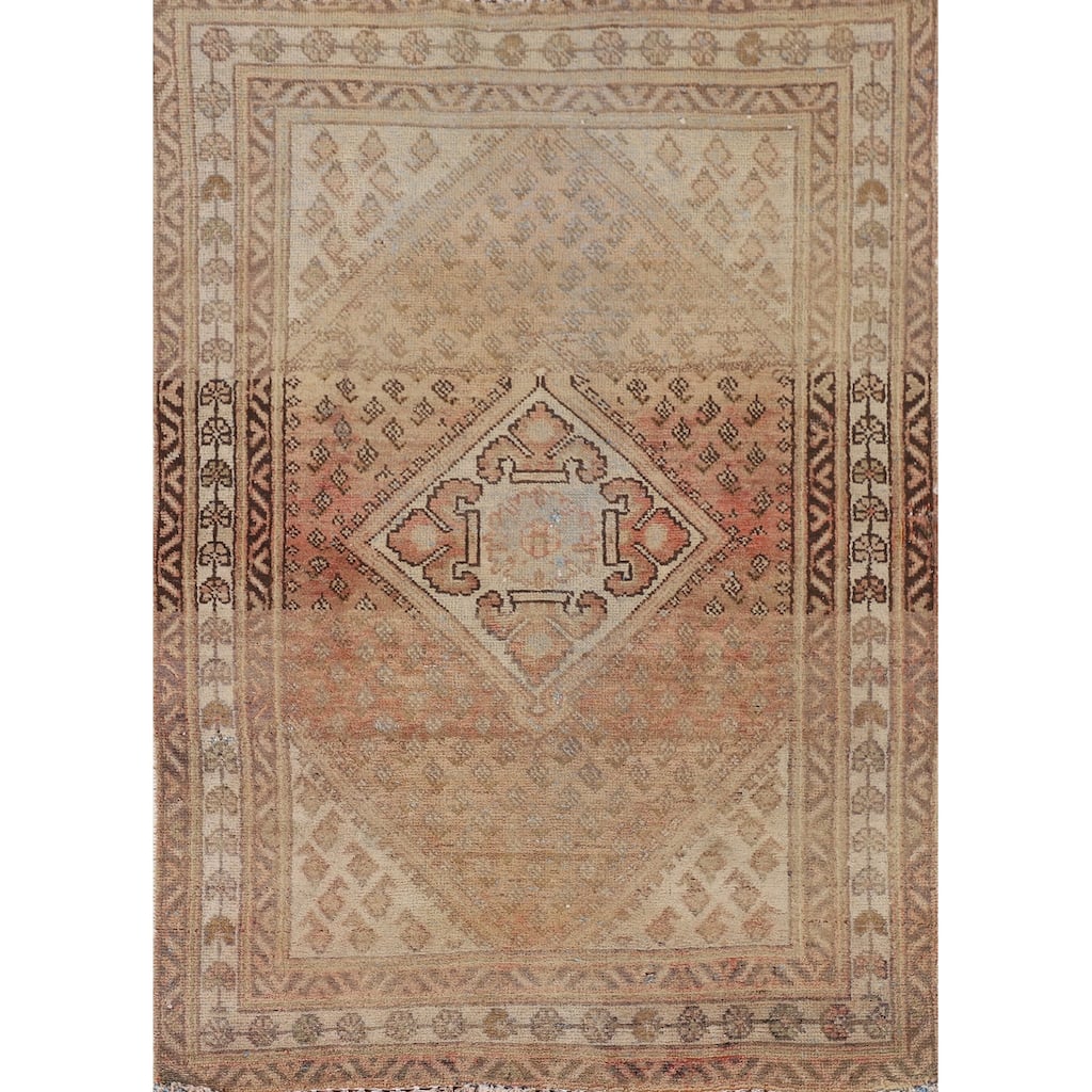 Geometric Botemir Persian Accent Rug Handmade Wool Carpet - 3'4"x 4'10"