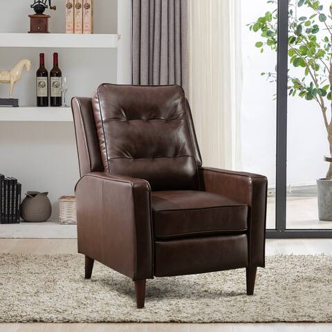 Genuine Leather Pushback Recliner Chair Single Sofa