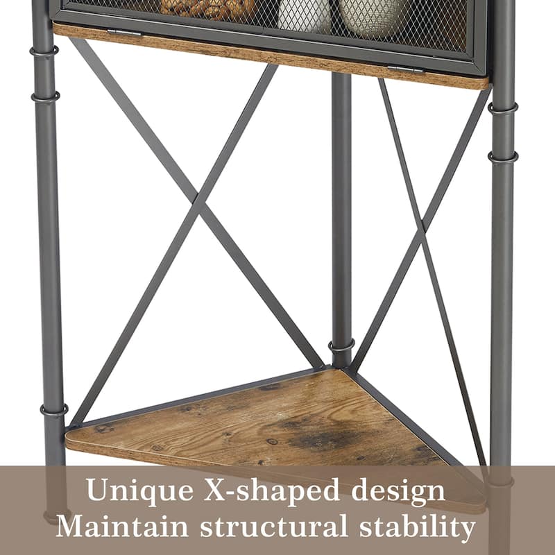 VECELO Modern Side Table Corner Tables with 3-Tier Storage Shelves