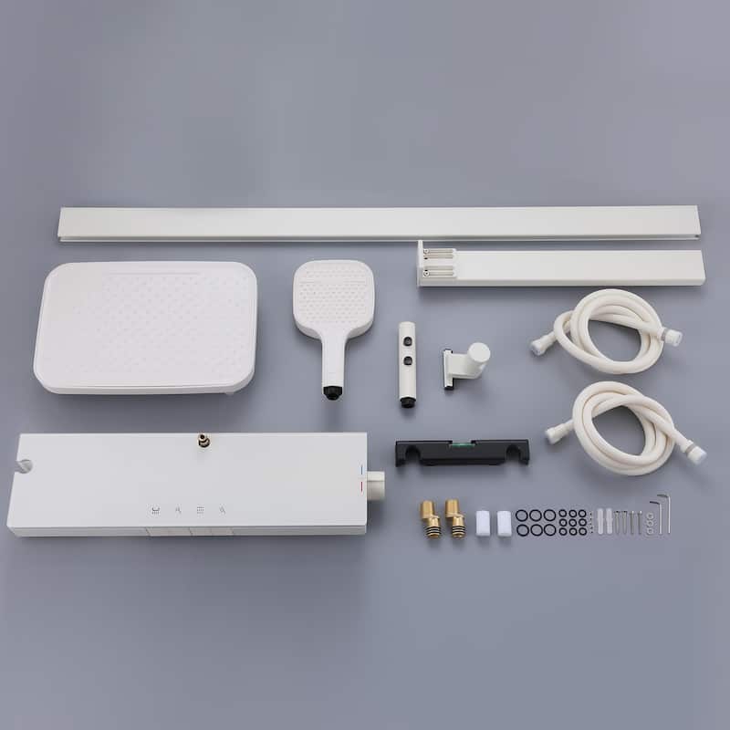 14.17" Digital Display Thermostatic Shower System with Rough in-Valve, Rainfall Shower Faucets