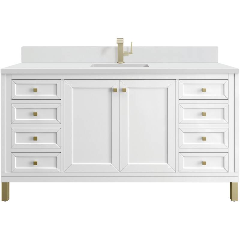James Martin Vanities 503-V60S-1WZ Chicago 60" Free Standing Single - Glossy White