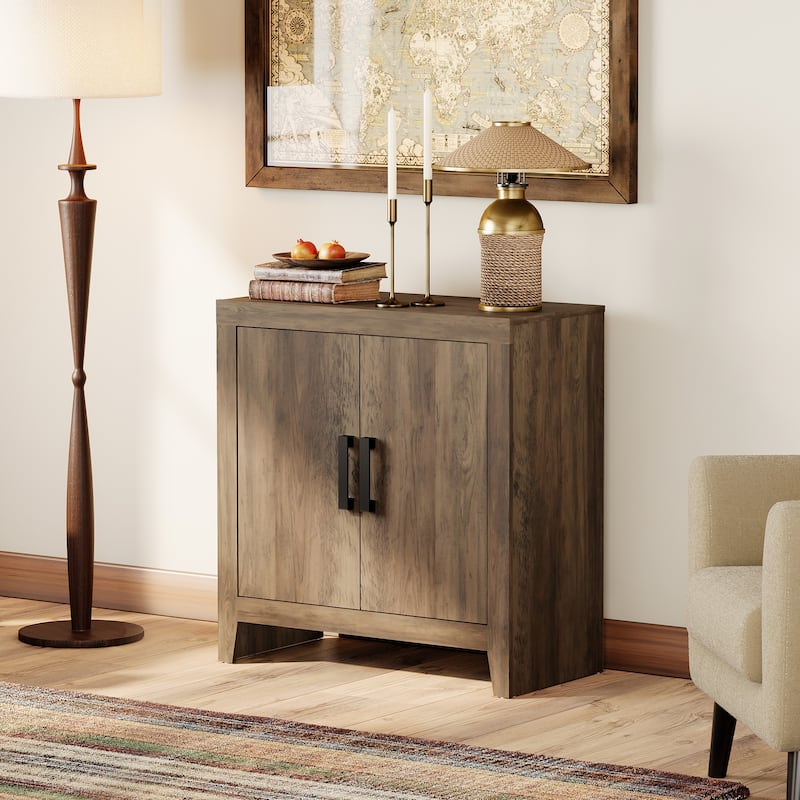 WAMPAT Modern Farmhouse TV Stand Cabinet, Entertainment Center with Adjustable Shelf