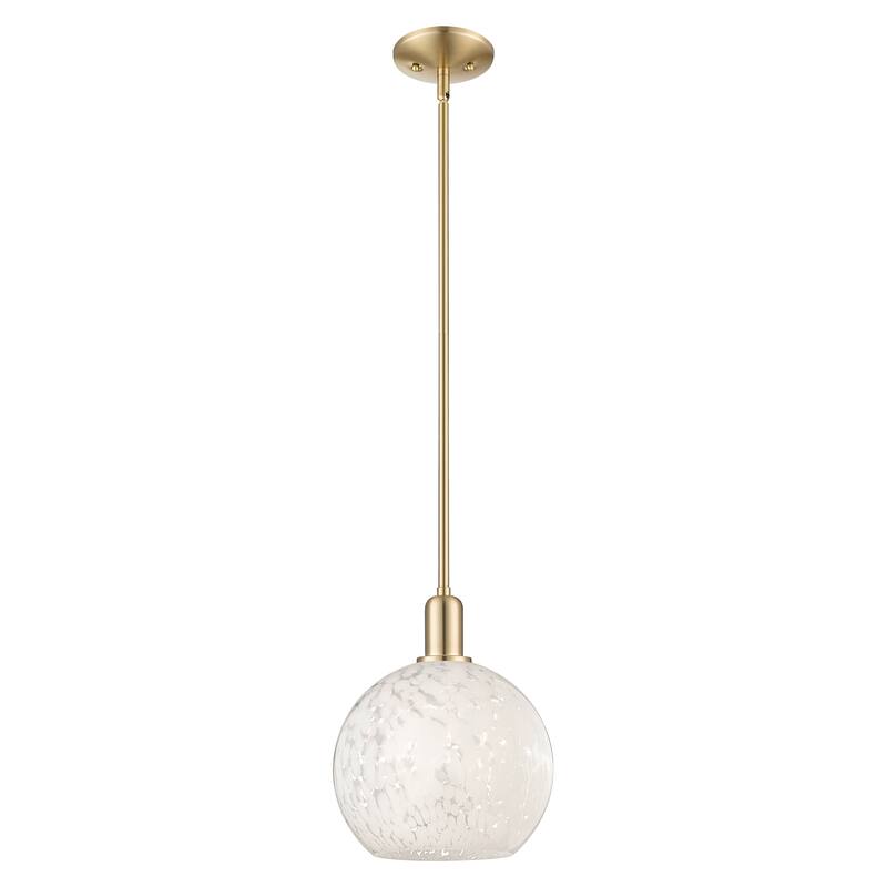 Innovations Lighting Endless Possibilities Arcadia - White Mouchette - 1 Light 10" Stem Hung Mini Pendant - Champagne Bronze
