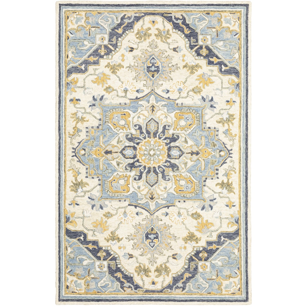 Style Haven Ava Hand-tufted Wool Loop-pile Vintage Medallion Blue/Cream Area Rug