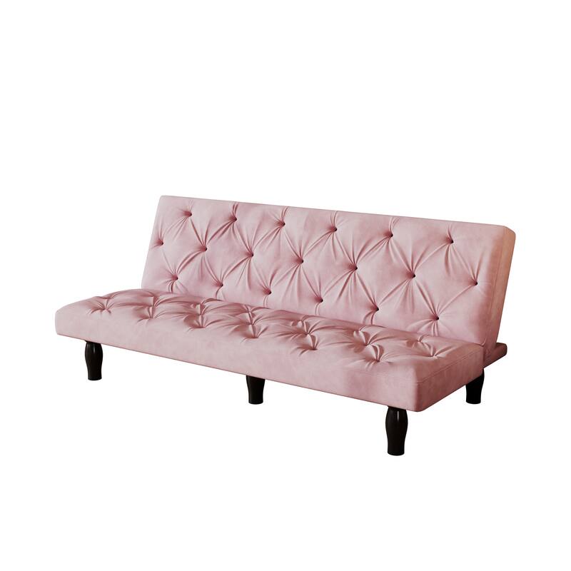 Sofa-to-Bed Evolution: 66" Black Velvet Sofa Bed Transforms Seamlessly, Ideal for Family Living Rooms,Apartments,and Bedrooms