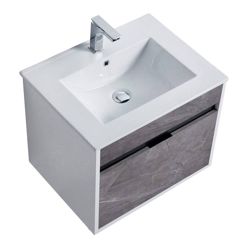 Fine Fixtures - Wall Mount Bathroom Vanity And Sink, Knob Free Design - Alpine Collection -