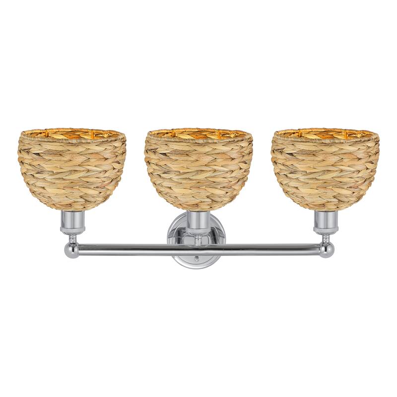 Innovations Lighting Endless Possibilities Edison - Woven Rattan - 3 Light 26" Bath Vanity Light