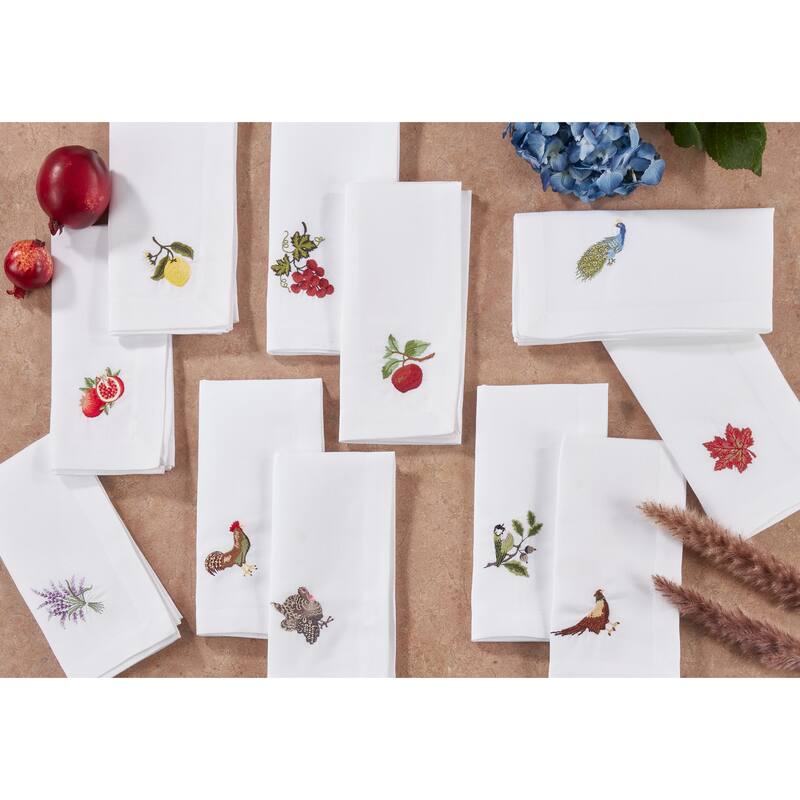 Embroidered Table Napkins With Rooster Design (Set of 4) - 20"x20"
