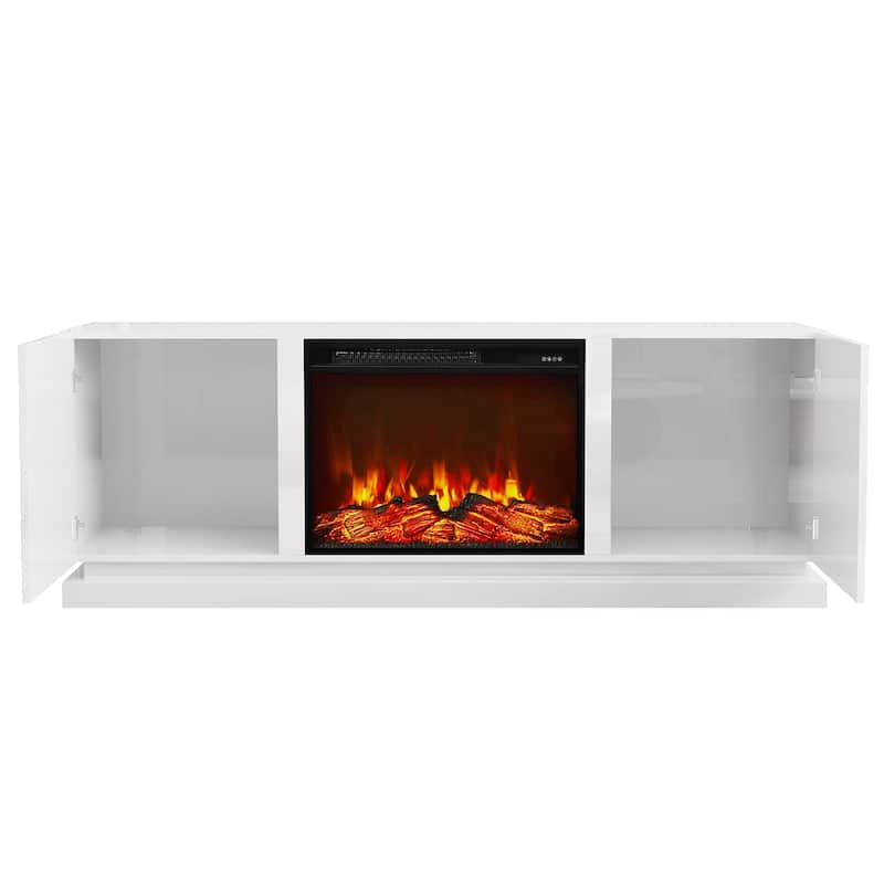 Electric Fireplace 63" TV Stand - Modern Highgloss Media Console