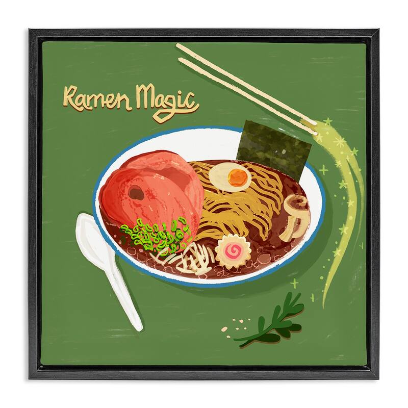 Stupell Ramen Magic International Meal Framed Floater Canvas Wall Art Design By Juliet Rose Philips - 25 x 25 - Black