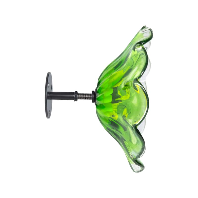 9IN Diamter Green Fiore Bloom Art Glass Wall Art