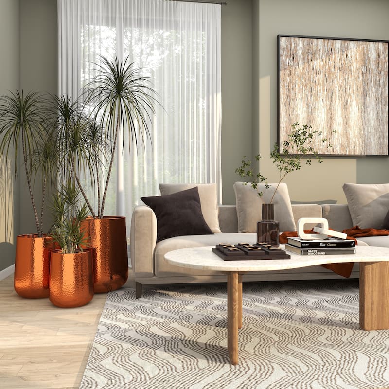 Aluminum Hammered Metal Glam Planter in Copper or Silver (Set of 3)