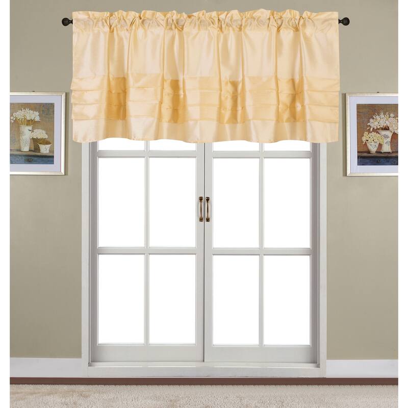 Nancy Faux Silk Pleated Rod Pocket Valance - 54 x 18 in. - 54 x 18 in. - Beige