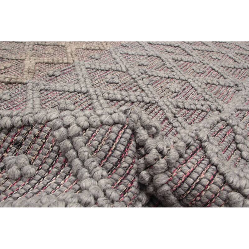 ECARPETGALLERY Braid weave Sienna Grey Wool Rug - 5'2 x 8'0