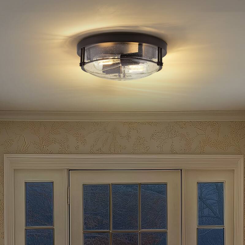 2-Light Black Glass Ceiling Light