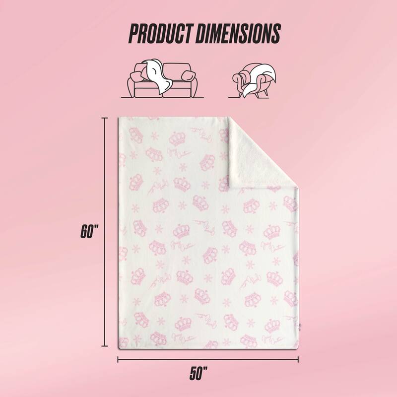 Juicy Couture Plush Reversible Sherpa Throw Blanket