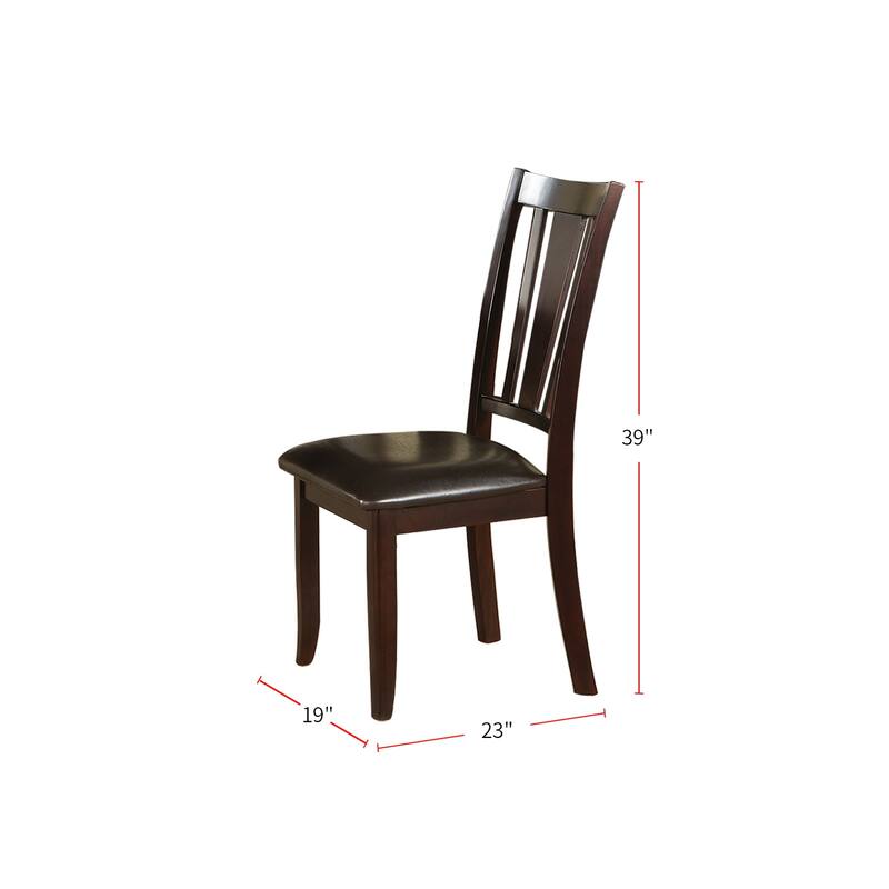 Slat Back Dining Side Chairs in Espresso, Set of 2