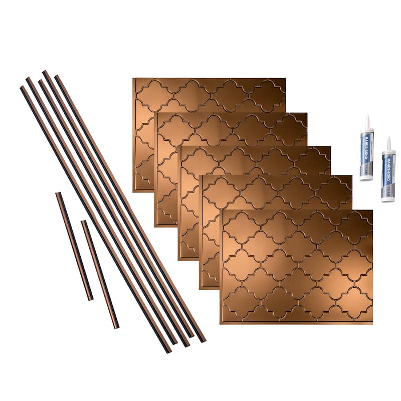 FASÄDE Monaco Decorative Vinyl Backsplash Panel - 15 Sq Ft Kit - Oil Rubbed Bronze