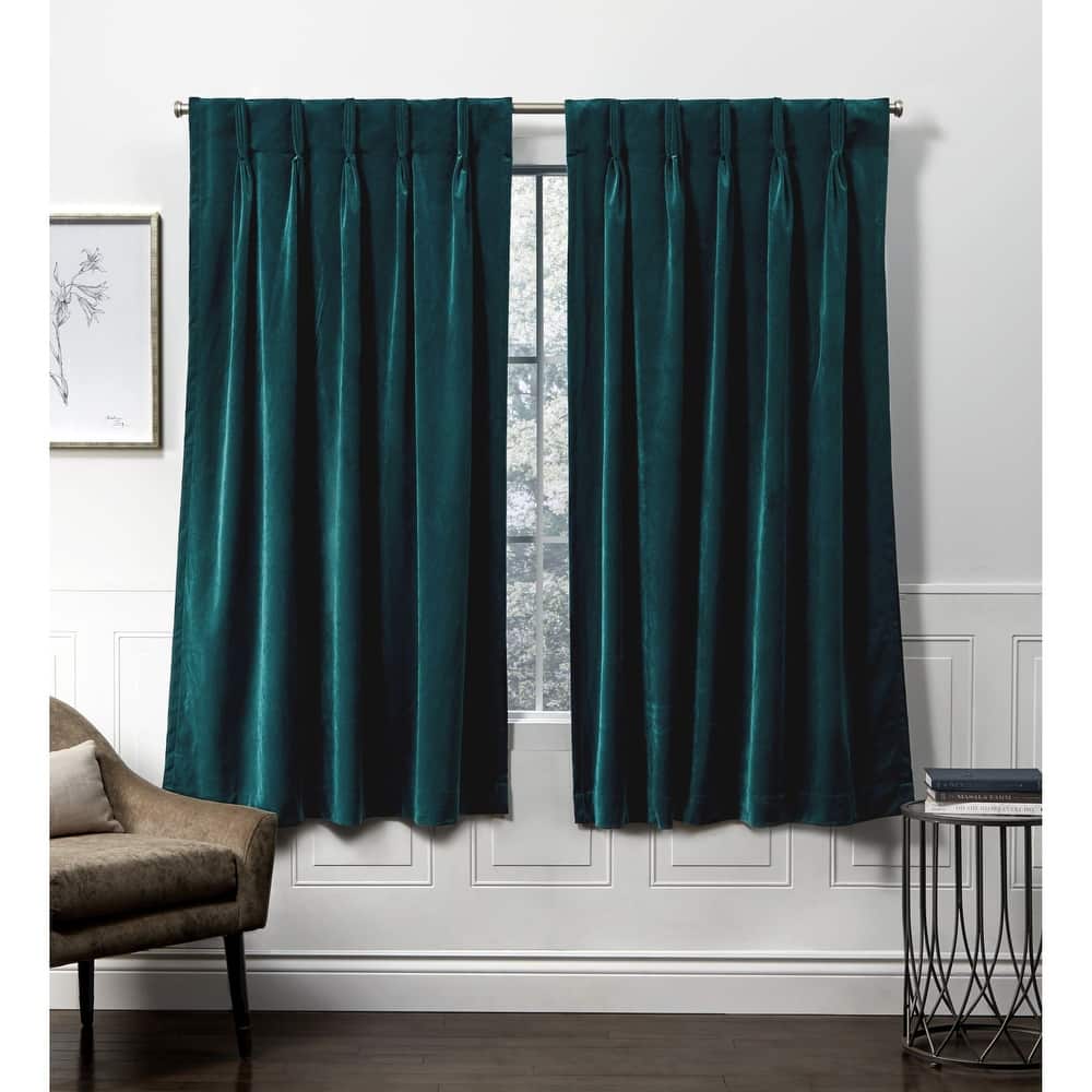 ATI Home Velvet Heavyweight Pinch Pleat Top Curtain Panel Pair