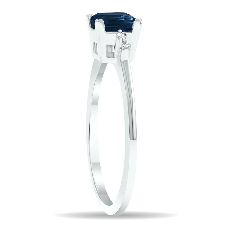Women's Sapphire and Diamond Sparkle Ring in 10K White Gold